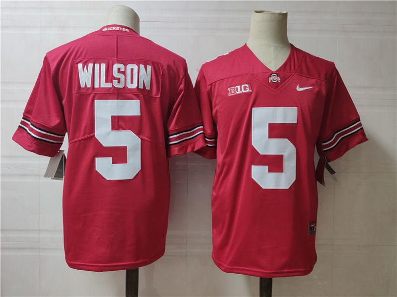 Men Ohio State Buckeyes 5 Wilson Red Nike 2025 NCAA Jersey